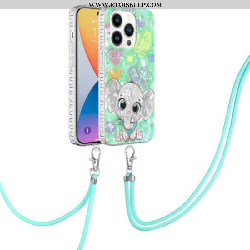 Futerały do iPhone 14 Pro ze Sznurkiem Przewodowy Styl Słonia